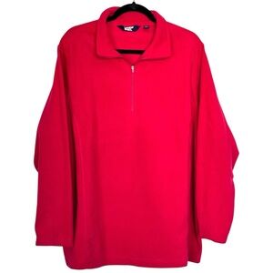 LANDS END 1/4 Zip Collared Fleece Sweatshirt Women's Plus 2X Red Long Sleeve